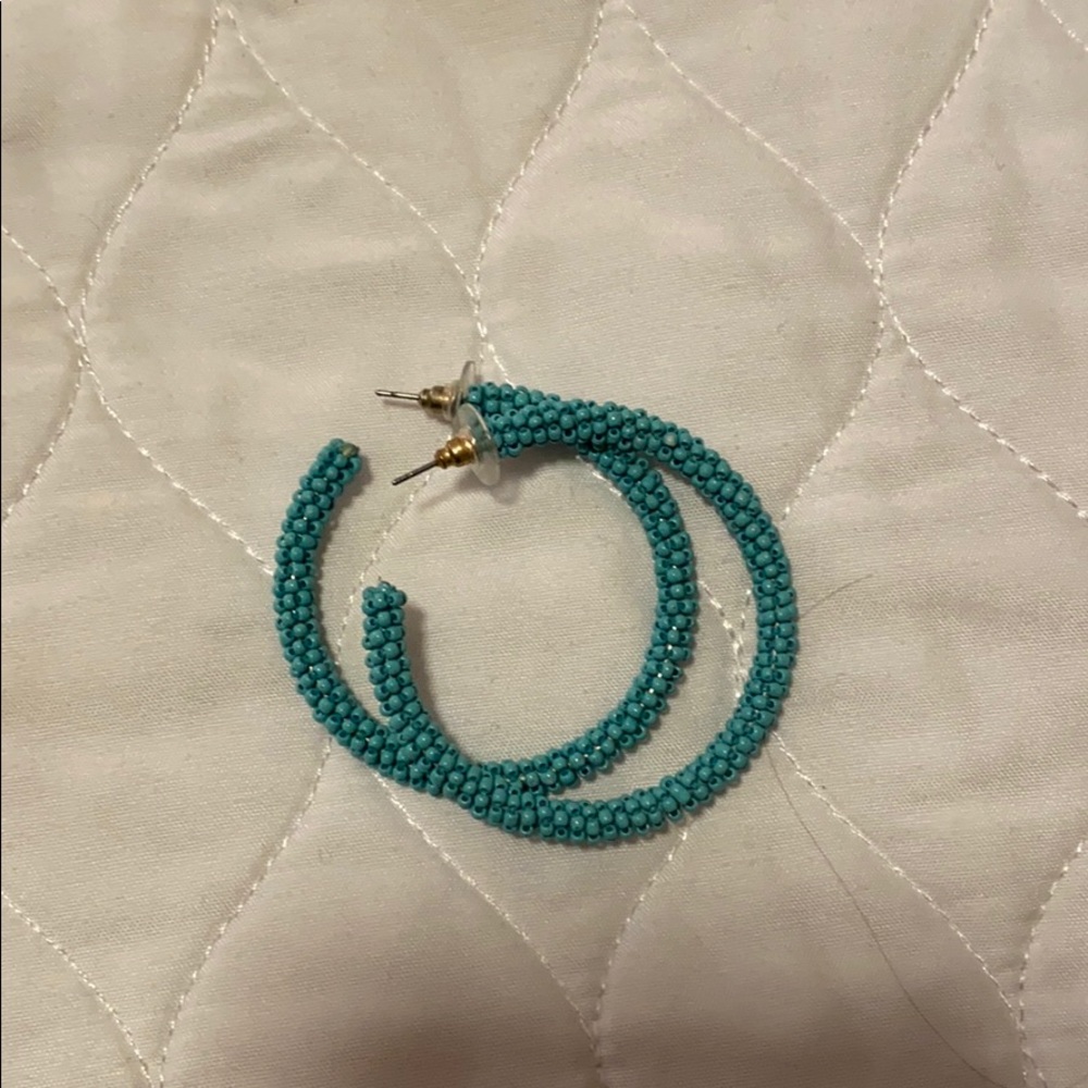 Turquoise Beaded Hoop Earrings